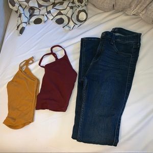 TILLYS CROP TANKS/A&F JEANS